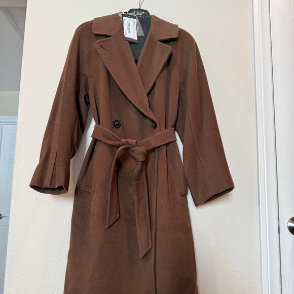 Max Mara Weekend Katai Trench Coat Belted Waist Pure New Wool Size 8 NWT